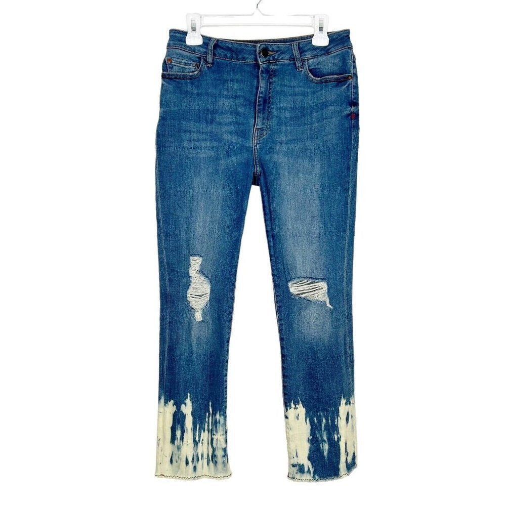 Warp and Weft Straight Crop Jeans Womens Size 30 High Rise‎ Dip Dye